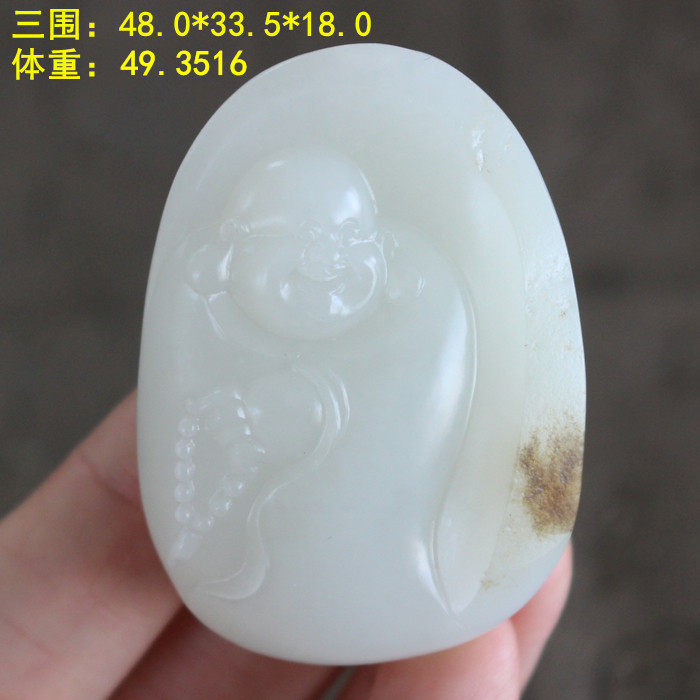 传家美件50克和田玉美皮白玉籽