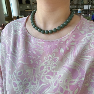 L12mm255青玉籽料老型珠项链无原皮朕® 新疆和田玉