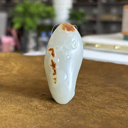油糯白玉籽料葫芦福禄挂件有原皮
