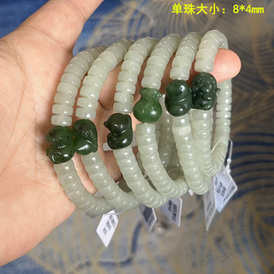 N8毫米青白玉籽料撞碧玉籽料小配饰隔片珠手串有原皮朕®开仓