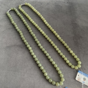 瑷和®杰子娜娜 和田玉 若羌黄口料圆珠项链