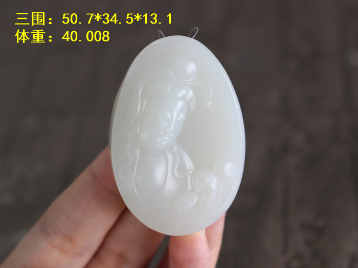 n温润柔美的白玉籽料观音