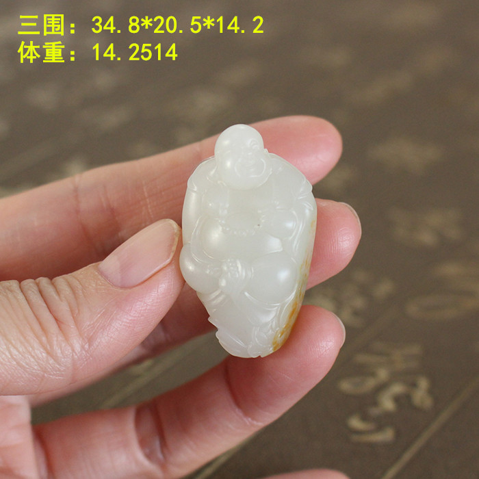 洒金皮羊脂白玉立体小佛和田玉朕