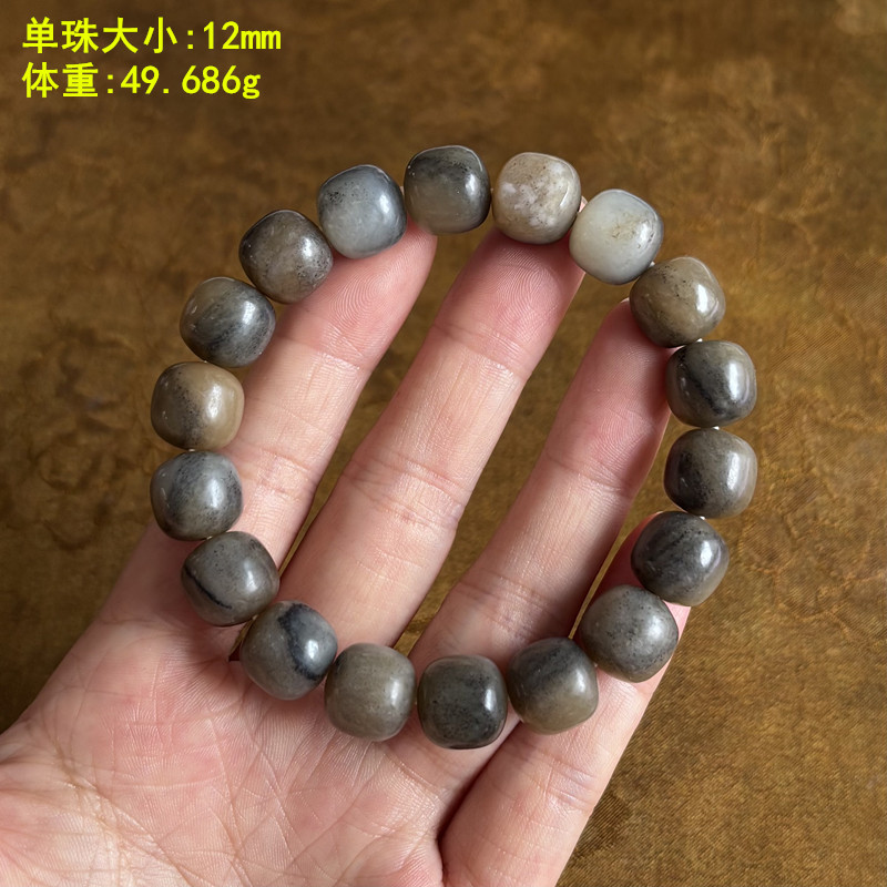 N12毫米糖青花籽料老型珠手串有原皮朕&reg;开仓新疆和田玉
