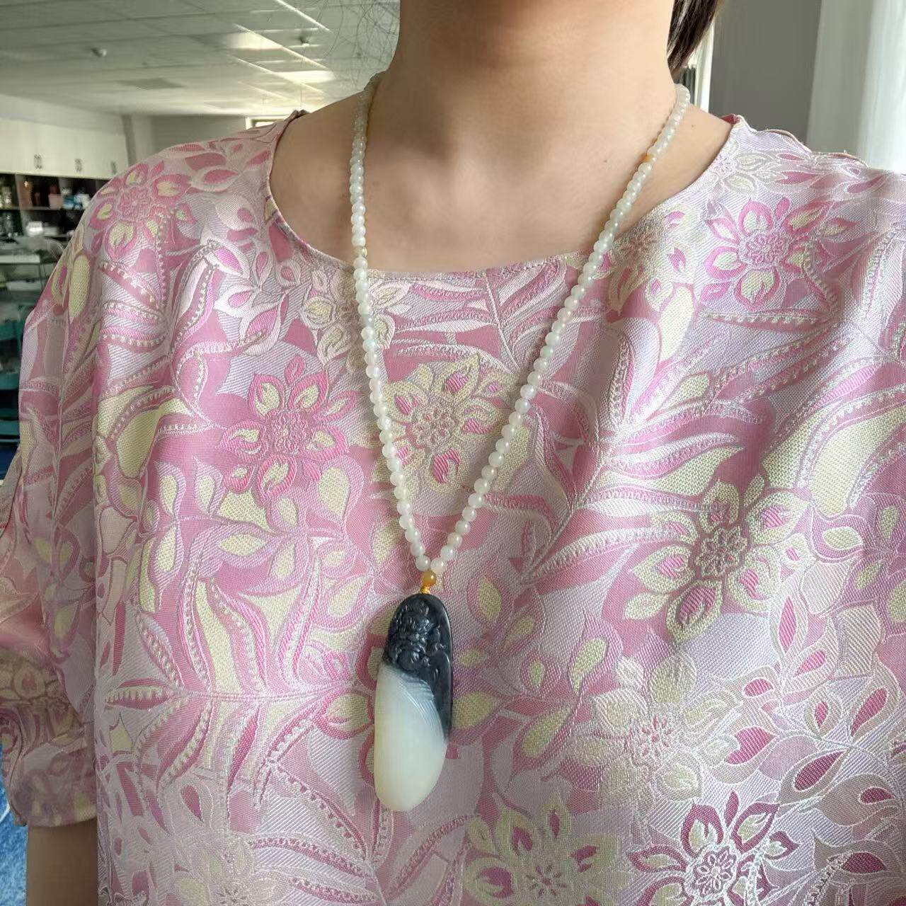 Z墨玉籽料钟馗挂件套装青花吊坠朕&reg;开仓新疆和田玉