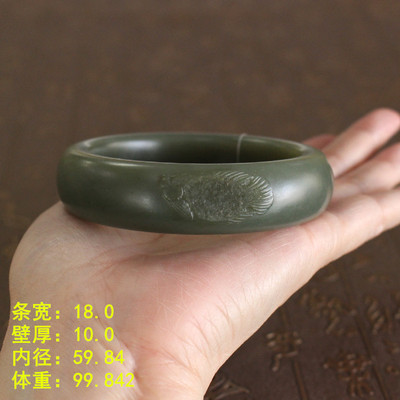和田玉青玉籽料大码手镯