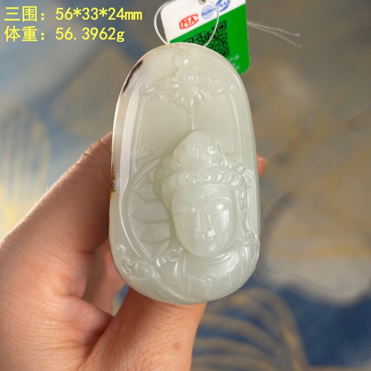 绝美皮色的大白玉独籽观音
