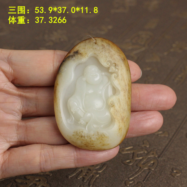 和田玉美皮美肉朕独籽佛吊坠