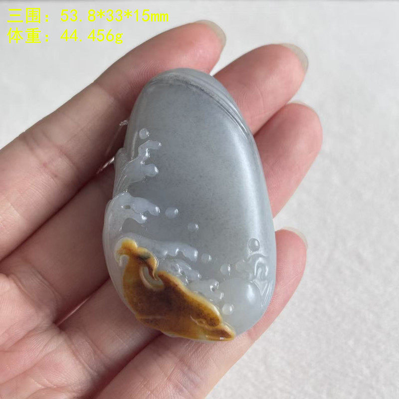 N黄沁皮青花籽料海豚挂件/吊坠 有原皮朕&reg;开仓新疆和田玉