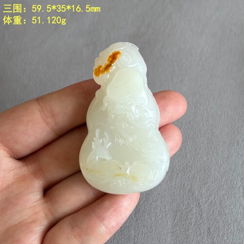 百世传家羊脂白玉籽料福禄寿挂件