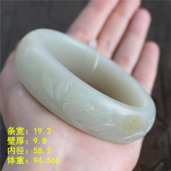 和田玉白玉籽料连年有余手镯