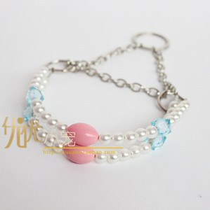 宠物用品新款珍珠糖果珠珠P链向前小狗小猫咪颈圈钢丝串珠链配套