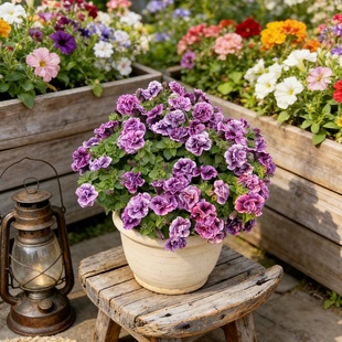 矮牵牛冰淡紫盆栽花苗带花苞包邮易爆盆四季开花网红花园重瓣白色