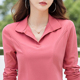 体恤上衣中老年妈妈打底衫 polo衫 高腰短款 t恤女修身 翻领纯棉长袖