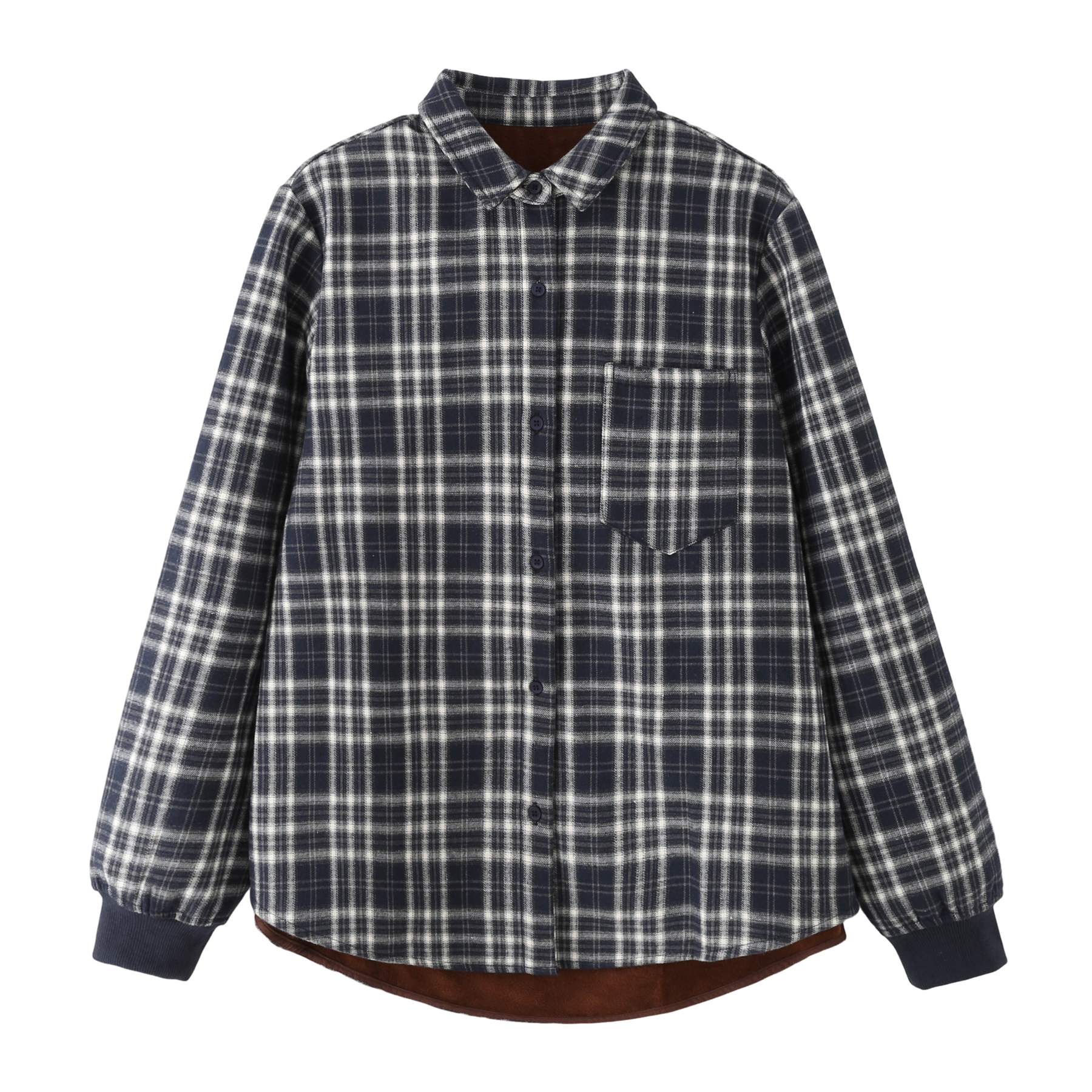 文艺夹棉加厚格子衬衫女