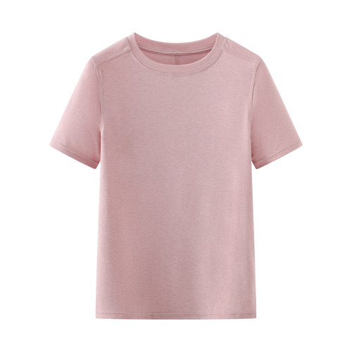 艾格丝光棉修身鱼骨短袖T恤女