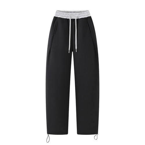 艾格秋冬加绒高腰直筒运动裤