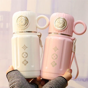 2025新款保温杯一杯三用女生简约茶水分离杯带吸管杯盖可喝水杯子