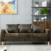 Ghế sofa gỗ đơn giản Bắc Âu đơn giản hai người ba chỗ kết hợp ghế đặc biệt cung cấp da cát gửi gối cũ - Ghế sô pha