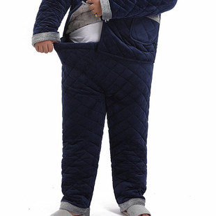 秋冬肥佬肥仔肥人三层加厚加绒夹棉裤休闲保暖睡裤家居裤冻库裤