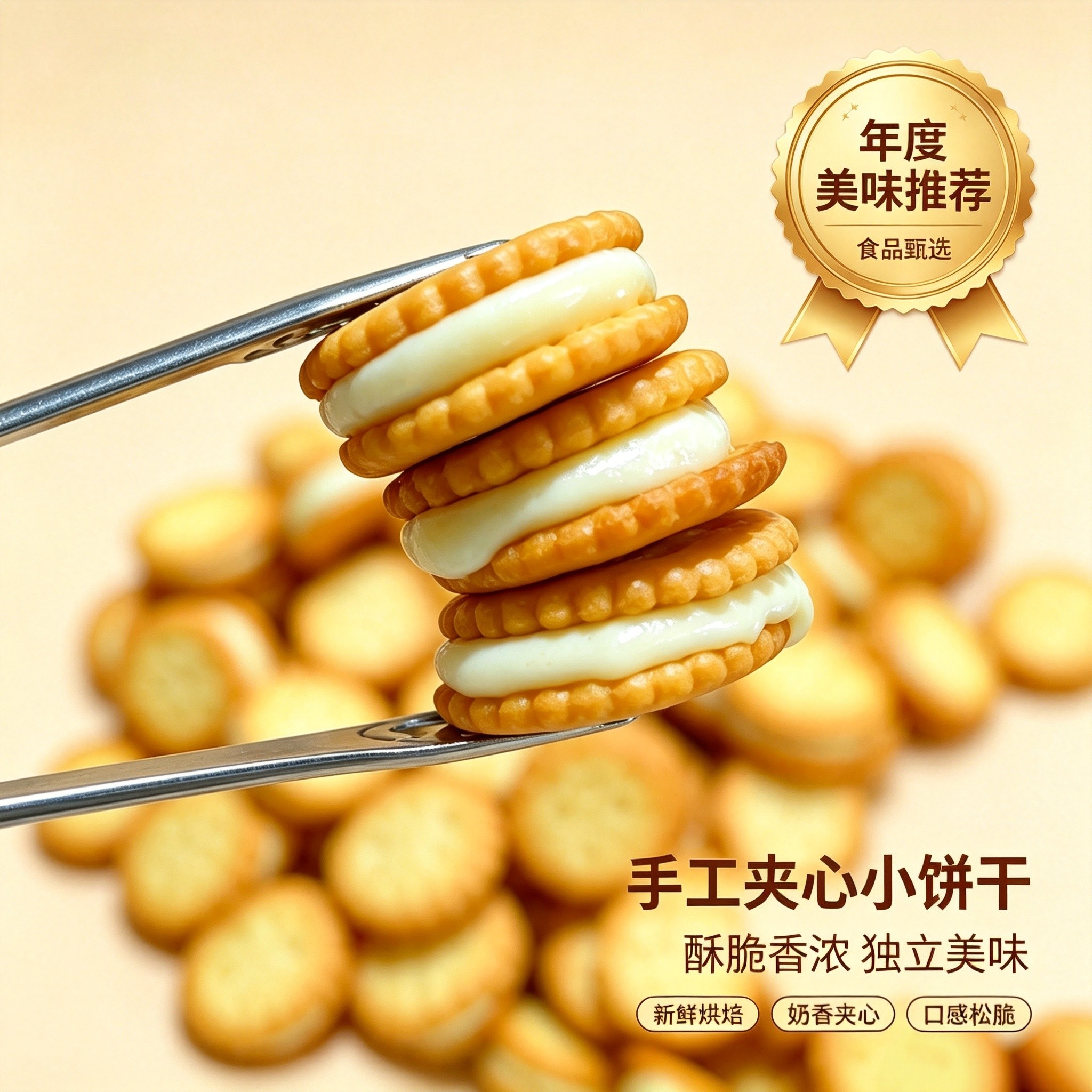 酥小样汉堡酥 牛轧夹心小圆饼 网红手工饼干 办公室休闲零食小吃