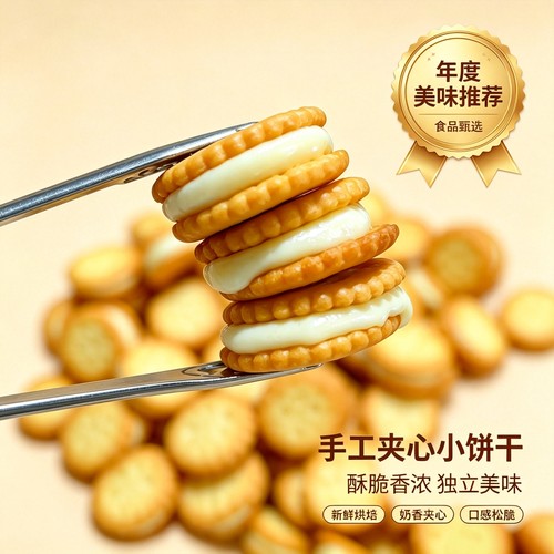 酥小样汉堡酥 牛轧夹心小圆饼 网红手工饼干 办公室休闲零食小吃