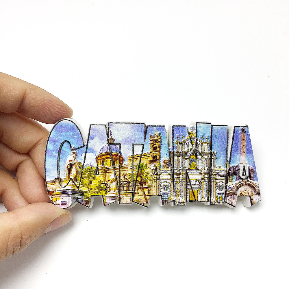 卡塔尼亚字母风景路标磁吸冰箱贴