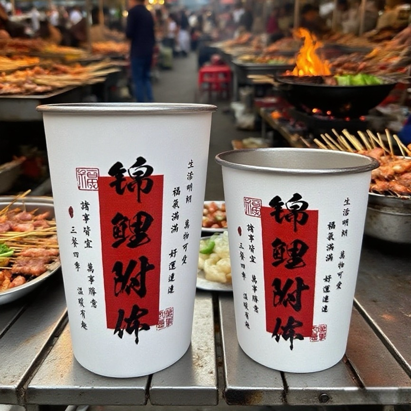 304不锈钢杯子家用喝水杯茶杯商用喜庆饭店创意餐厅果汁杯牛奶杯