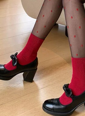真皮法式复古风黑色粗跟玛丽珍鞋女蝴蝶结圆头气质百搭单鞋