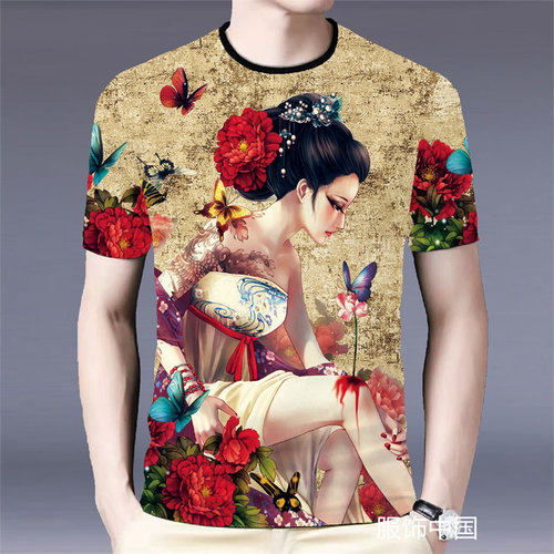 美女短袖衣服3D印花3D男女可穿