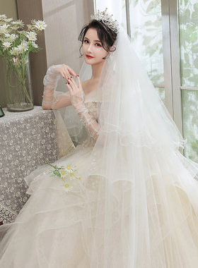 新娘结婚超仙森系头饰复古头纱