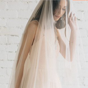 香槟色简约3米软头纱新娘结婚拍照超长拖尾婚纱礼服配件 新款 包邮