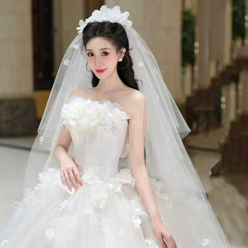 结婚花朵头纱高级气质百搭发饰品