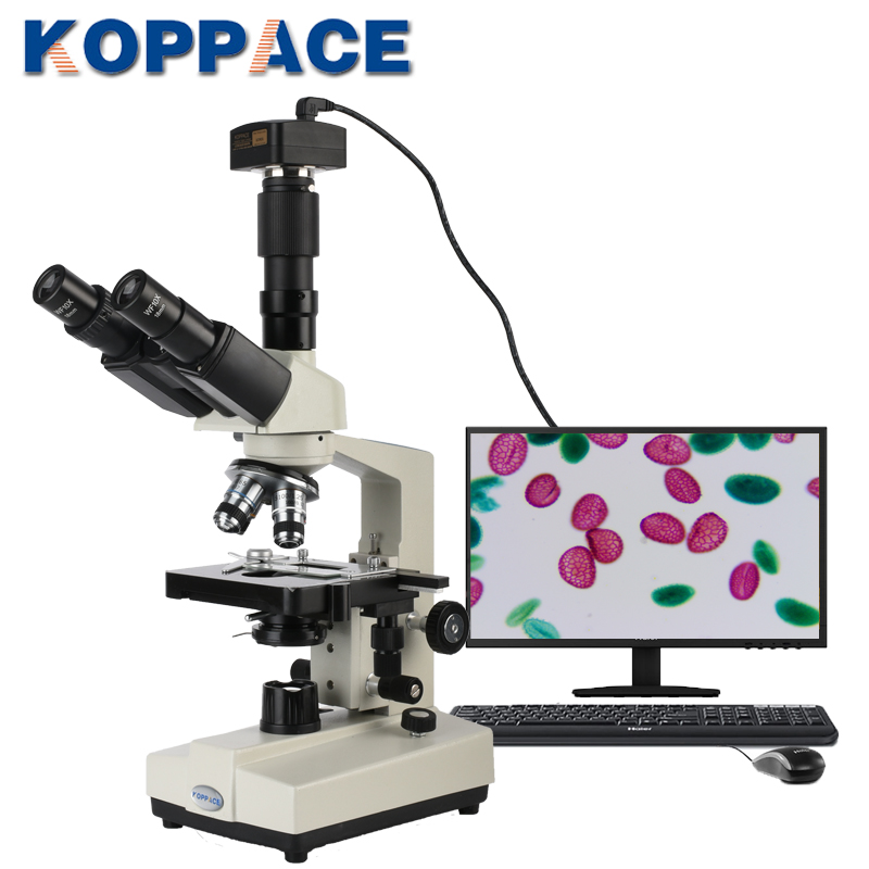 包邮500万像素相机40X-1600X三目生物显微镜中小学教育研究可拍照