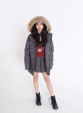 BBW潼家 儿童90白鸭绒连帽羽绒服加厚保暖中长款外套10/18（特）