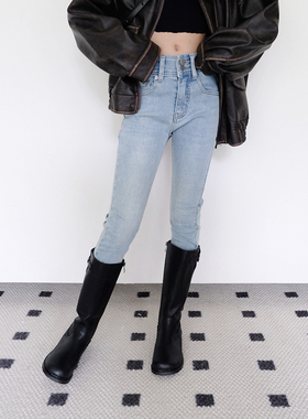 BBW潼家 23FW 女童复古水洗九分铅笔裤中大童牛仔裤亲子装 10/31