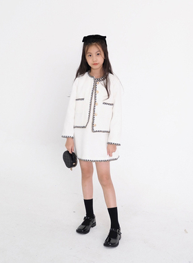 BBW潼家 淡淡的轻奢风女童华夫格小外套连衣裙套装09/21（特）