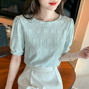 RM12365#夏装新款甜美花朵圆领宽松短袖上衣百搭显瘦温柔小衫t恤