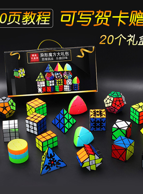 奇艺魔方异形套装全套金字塔枫叶斜转镜面3阶初学者20件套礼盒装