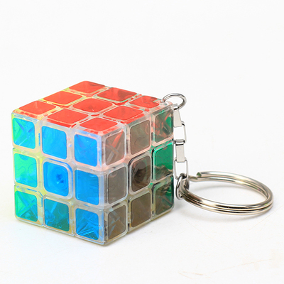 三阶小魔方迷你钥匙扣挂件3cm顺滑透明夜光彩色小号袖珍益智玩具