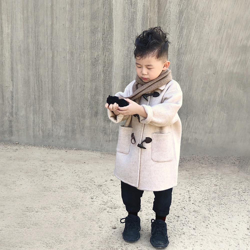 UL双面羊绒羊毛呢大衣呢子外套秋冬季男童女童小童儿童大童女宝宝