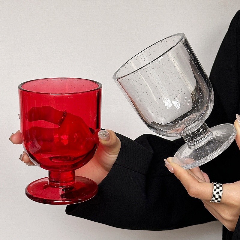 进口ins复古做旧星空杯玻璃杯中古高脚杯气泡杯鸡尾酒杯果汁杯水