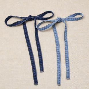 简约光面腰带女牛仔布系带2cm宽搭配牛仔裙外套 腰带蝴蝶结绑带