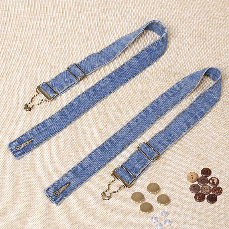 牛仔背带裤上的带子牛仔布吊带一对挂钩可拆卸牛仔裤的裤带肩带3