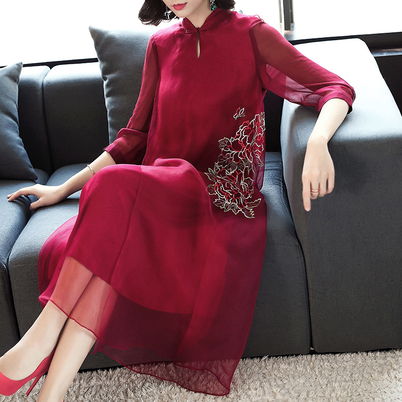 3婚礼妈妈礼服改良旗袍裙2021新款大牌高端大码连衣裙喜婆婆婚宴装