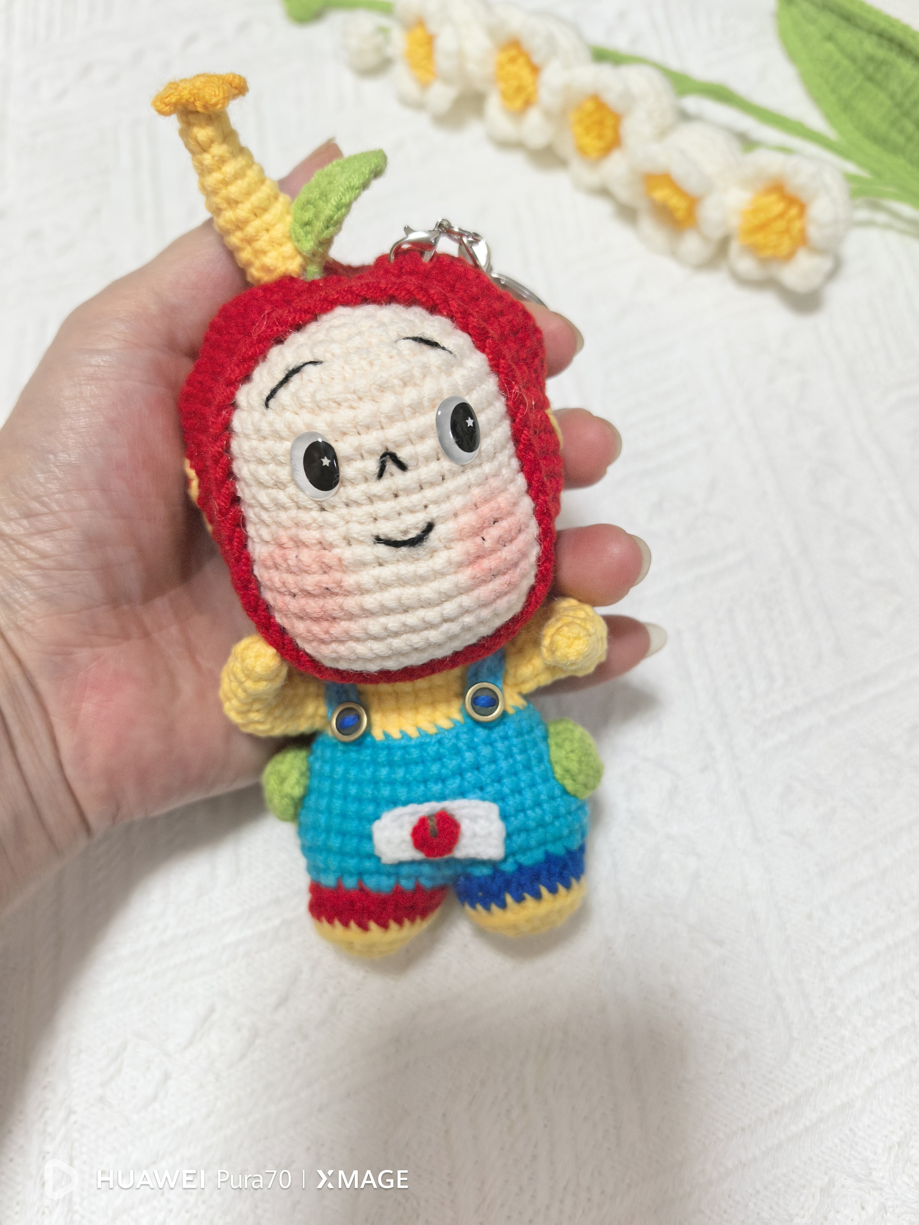 [成品]手工钩织苹果星星人玩偶 萌娃钥匙扣可爱包包挂件毕业礼物