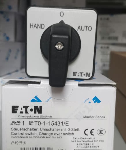 EATON伊顿T0-1-15431/E凸轮开关黑色手柄CPD03445全新20A原装正品