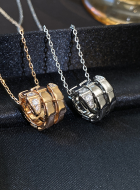 精工版~三圈蛇骨项链18K玫瑰金