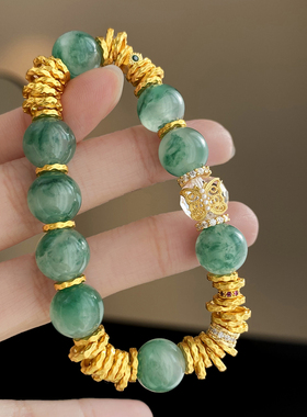 黄金盘缠非洲翠手串24K沙金蝴蝶