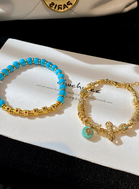 云端之蓝◆绿松石黄金盘缠手链